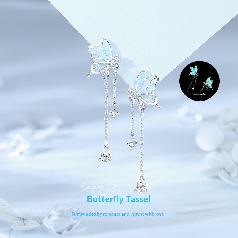 New Original Luminous Stainless Steel Dancing Butterfly Necklace